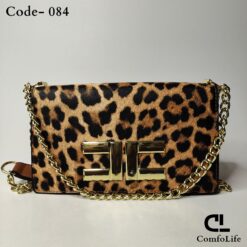 Fashion Metal Decor Square Purse, Y2K Chain Shoulder Bag, and Leopard Print Crossbody Bag for Women- 084