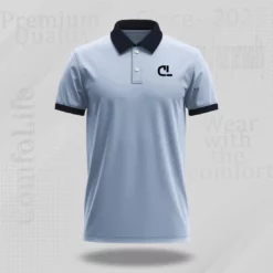 Classic 100% Cotton Sky Blue Polo T-Shirt - 160